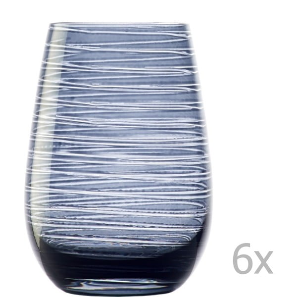 Zestaw 6 niebieskich szklanek Stölzle Lausitz Twister, 465 ml