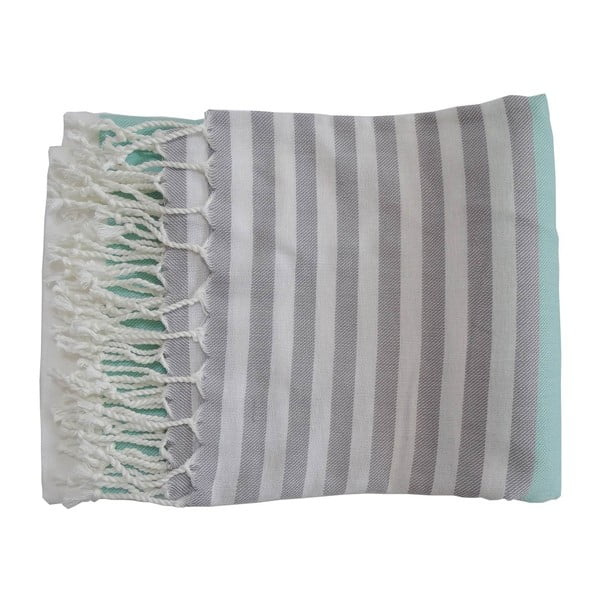 Turkusowy ręcznik tkany ręcznie z wysokiej jakości bawełny Hammam Melis, 100x180 cm