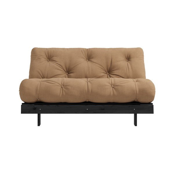 Sofa rozkładana z brązowym obiciem Karup Design Roots Black/Mocca-image-3
