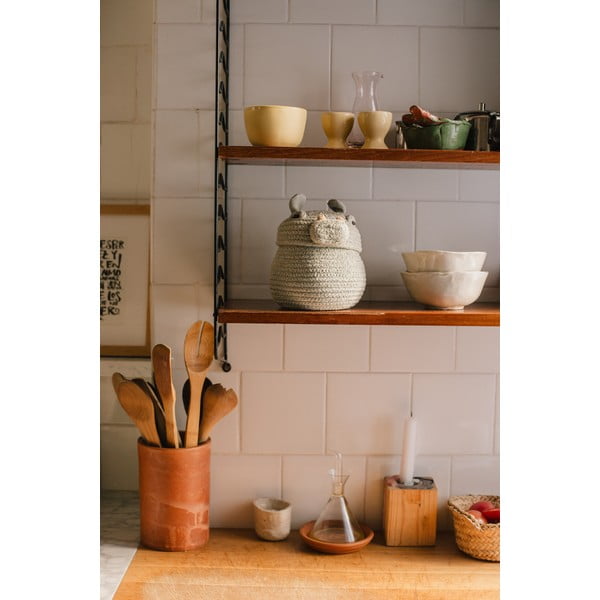 Jasnoszary tekstylny dziecięcy kosz na zabawki ø 15x15 cm Mini Henry the Hippo – Lorena Canals-image-2