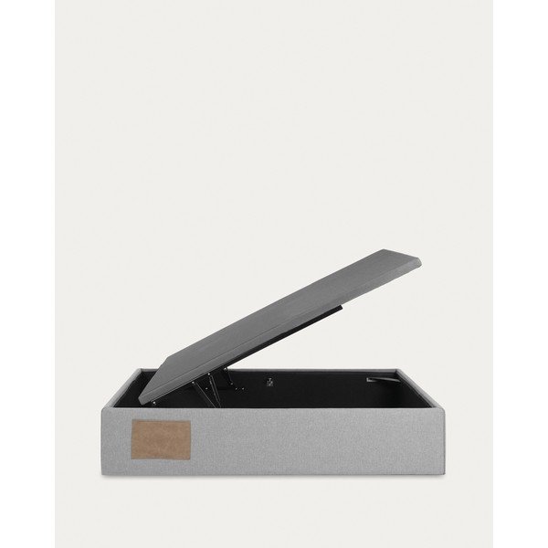 Szare tapicerowane łóżko jednoosobowe ze schowkiem 90x190 cm Matters – Kave Home-image-3