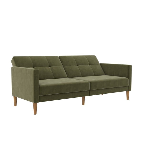 Zielona aksamitna rozkładana sofa 207 cm Lilly – Støraa-image-2