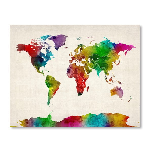 Plakat z mapą świata Americanflat Watercolour, 60x42 cm