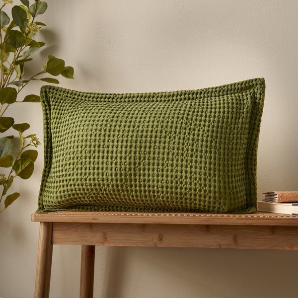 Bawełniana poduszka dekoracyjna 30x50 cm Jaipur Chunky Waffle – Pineapple Elephant-image-1