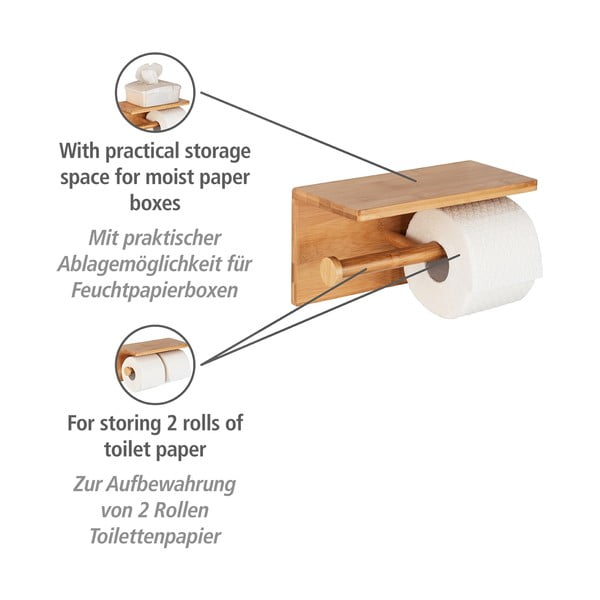 Ścienny bambusowy uchwyt na papier toaletowy Duo Bambusa – Wenko-image-3