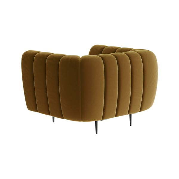 Miodowożółty aksamitny fotel Ghado Shel-image-3