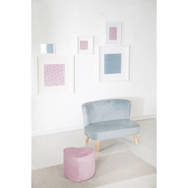 Jasnoróżowy aksamitny puf dziecięcy Lil Sofa – Roba-image-2