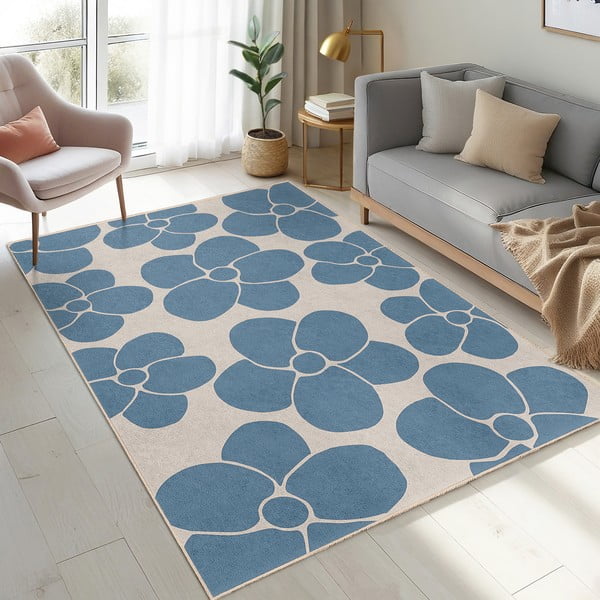 Niebieski chodnik odpowiedni do prania 80x200 cm Blue Meadow – Mila Home-image-4