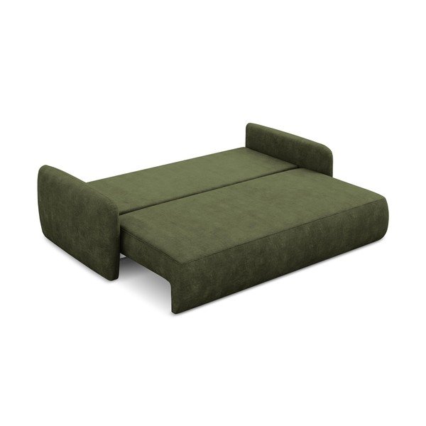 Zielona rozkładana sofa z tkaniny szenilowej ze schowkiem 218 cm Lilo – Makamii-image-4