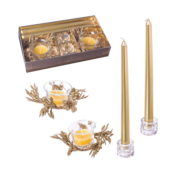 Zestaw 4 świeczników świątecznych w złotym kolorze Unimasa Glitter