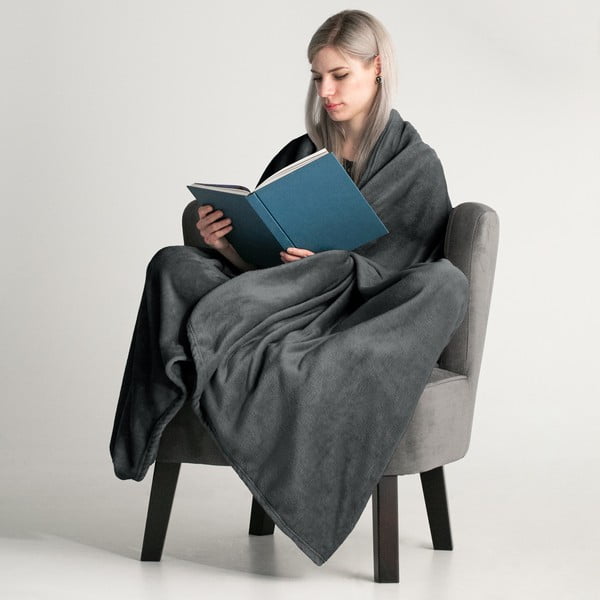 Ciemnoszary koc z mikrowłókna DecoKing Mic, 150x200 cm-image-1