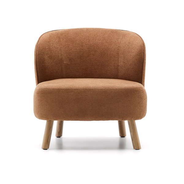 Fotel z tkaniny szenilowej w kolorze terakoty Ulit – Kave Home-image-2