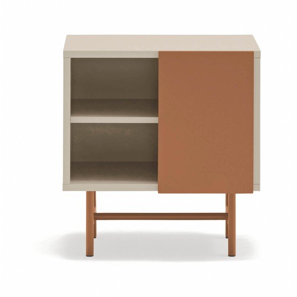 Ceglasta/beżowa szafka nocna z matowym wykończeniem z półką Nube – Teulat-image-2