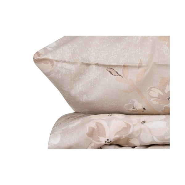 Beżowa bawełniana pościel dwuosobowa/przedłużona z prześcieradłem 200x220 cm Elena – Mijolnir-image-2