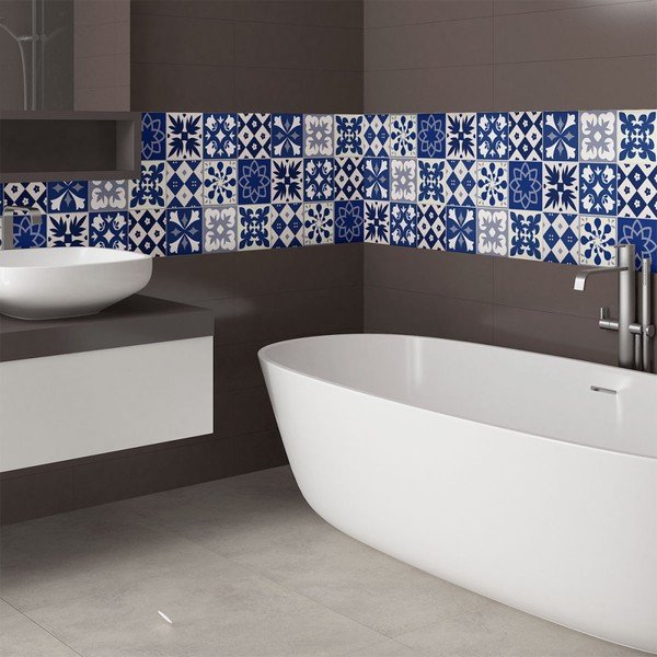 Zestaw 9 naklejek ściennych Ambiance Cement Tiles Linia, 10x10 cm-image-1