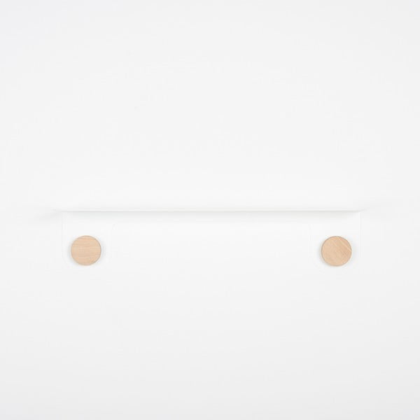 Biała półka ze stali z detalem z drewna dębowego z 2 haczykami Gazzda Hook, dł. 60 cm-image-2