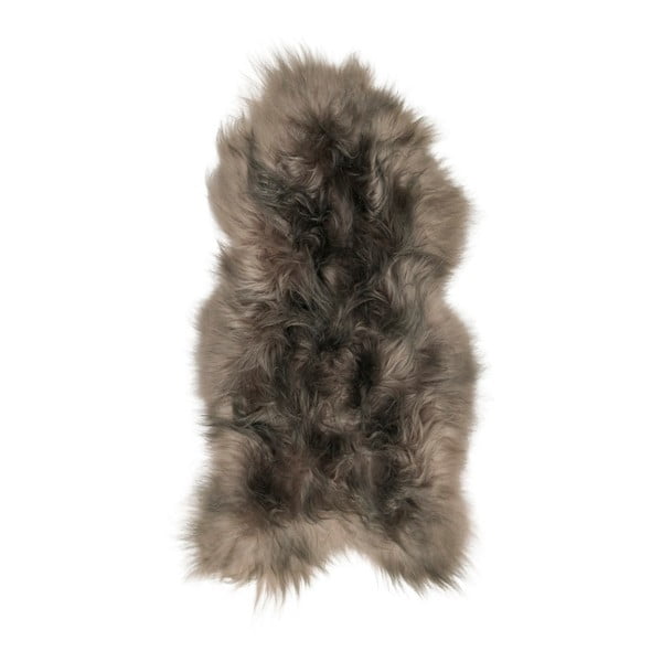 Szarobrązowy futrzany dywan z owczej skóry z długim włosiem Arctic Fur Ptelja, 100x55 cm