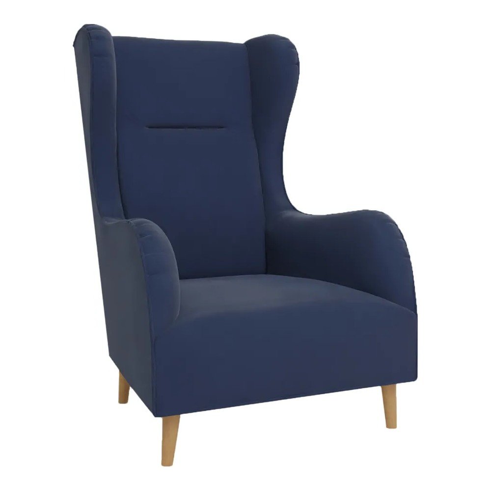 Ciemnoniebieski aksamitny fotel typu uszak Carole – Ropez