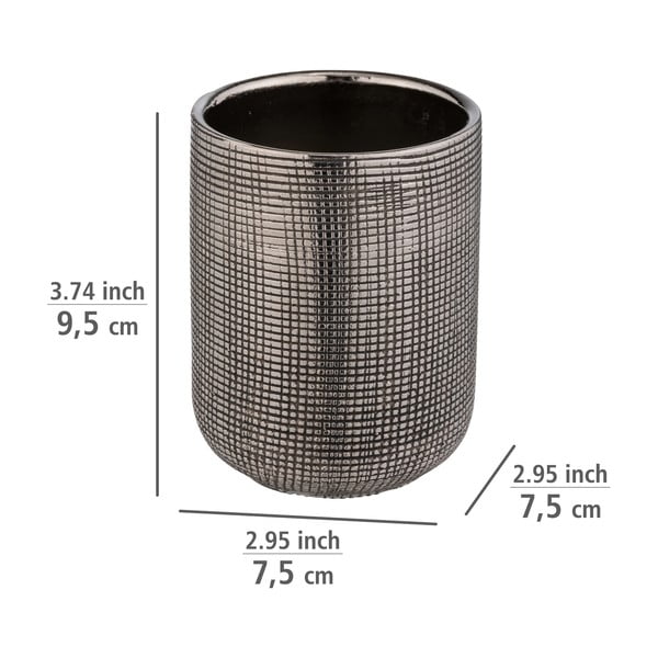 Ceramiczny kubek na szczoteczki do zębów w kolorze srebra Rivara – Wenko-image-4
