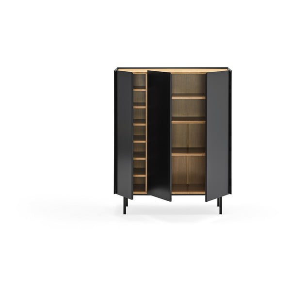 Czarna wysoka komoda w dekorze dębu 95x120 cm Arista – Teulat-image-3