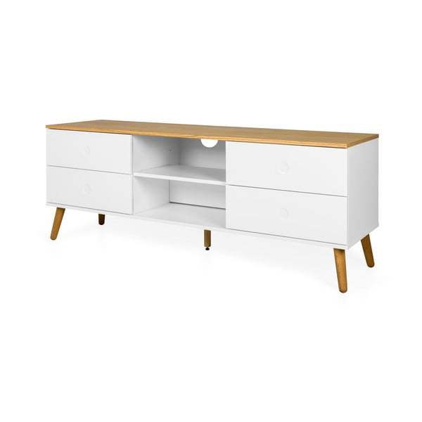 Biała szafka pod TV z nogami z drewna dębowego Tenzo Dot, szer. 162 cm-image-3