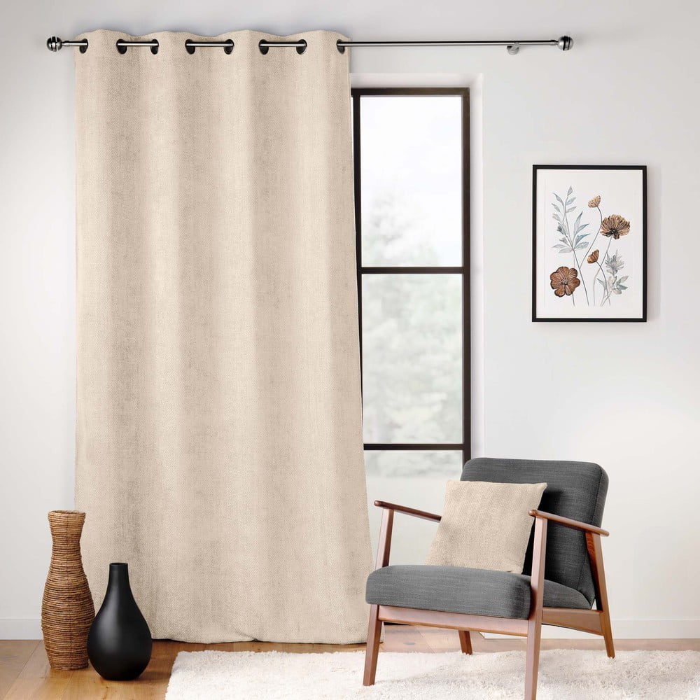 Beżowa zasłona z szenilu 140x260 cm Leo – douceur d'intérieur (zdjęcie 4)