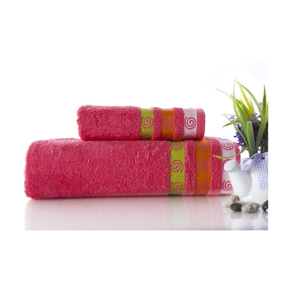 Zestaw 2 ręczników Truva Fuchsia, 90x150 i 50x90 cm