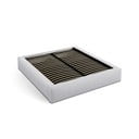 Jasnoszare tapicerowane łóżko dwuosobowe ze schowkiem i stelażem 160x200 cm Simon – Micadoni 