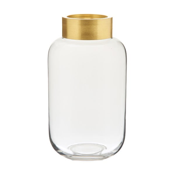 Szklany wazon z metalowym elementem w kolorze złota Westwing Collection Lori, wys. 29 cm-image-2