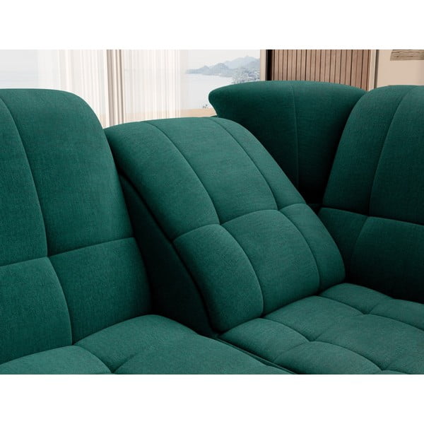 Zielony aksamitny rozkładany/ze schowkiem narożnik (prawostronny/w kształcie litery L) Sado – ELTAP-image-1