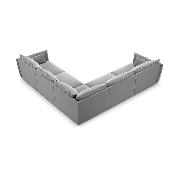 Jasnoszary aksamitny narożnik Vanda – Mazzini Sofas-image-3