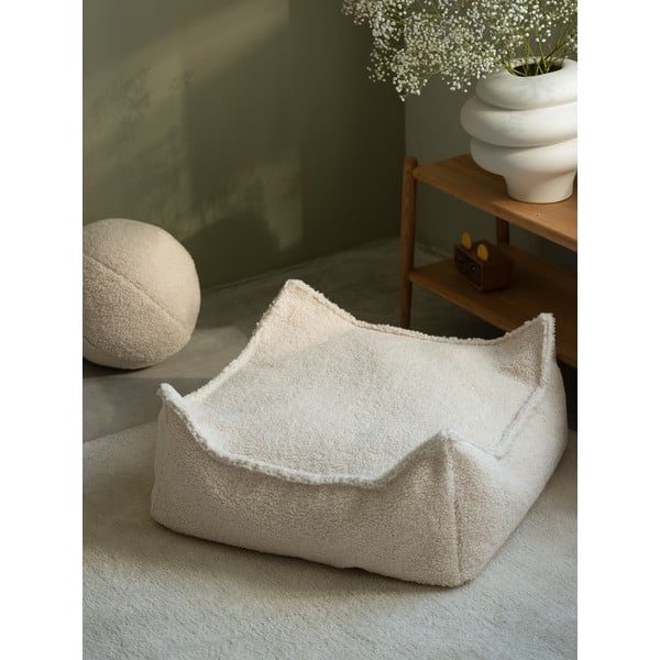 Kremowy dziecięcy worek do siedzenia z materiału bouclé Square – Wigiwama-image-2