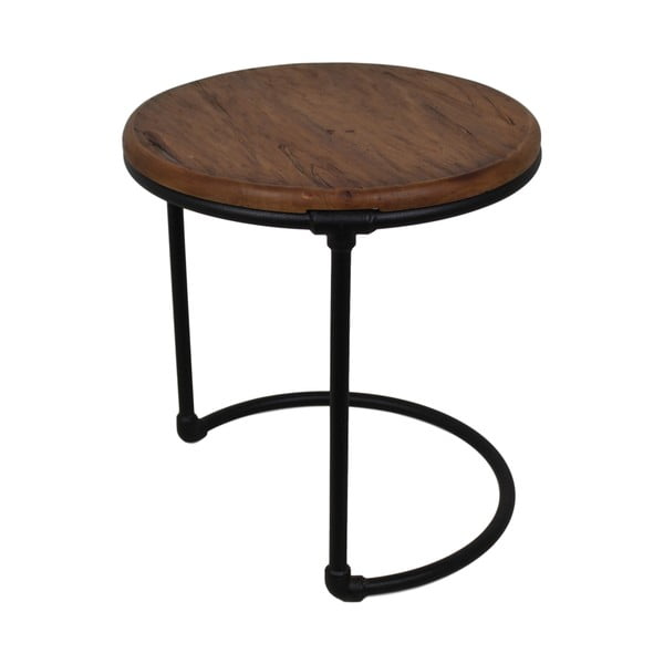 Stolik z drewna tekowego i metalu HSM collection Round, 45x45 cm