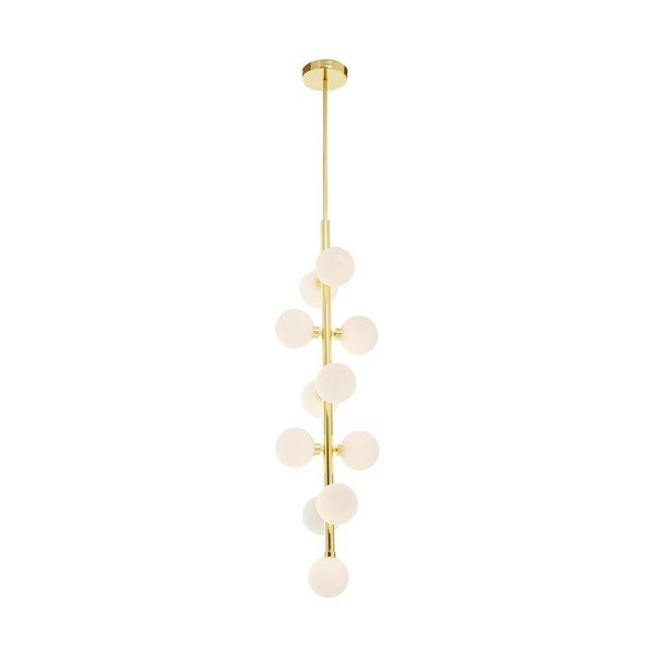 Biała/w kolorze złota metalowa lampa wisząca ze szklanym kloszem ø 27 cm Trieste – Premier Housewares