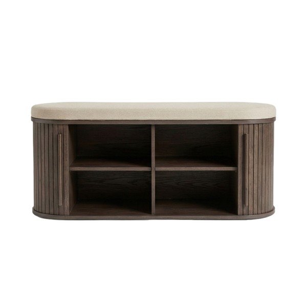 Tapicerowana ławka w ciemnym naturalnym kolorze Meta – Unique Furniture-image-1