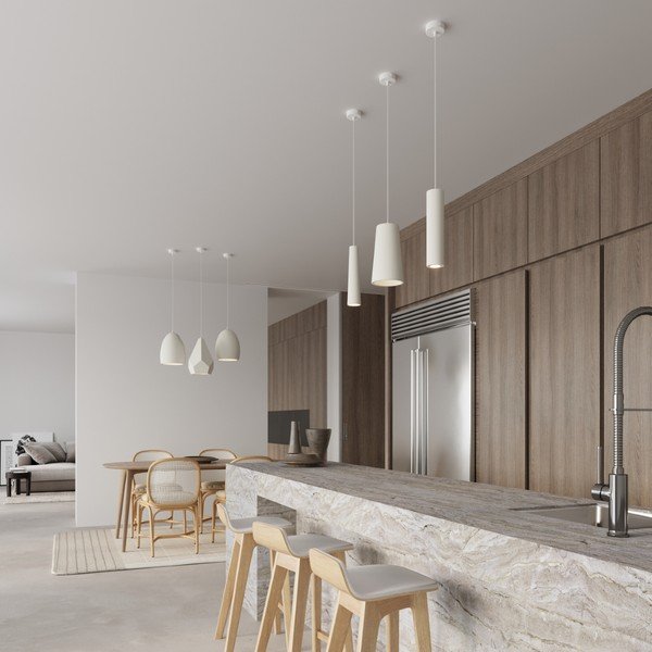 Biała lampa wisząca z ceramicznym kloszem ø 8 cm Santana – Sollux-image-1