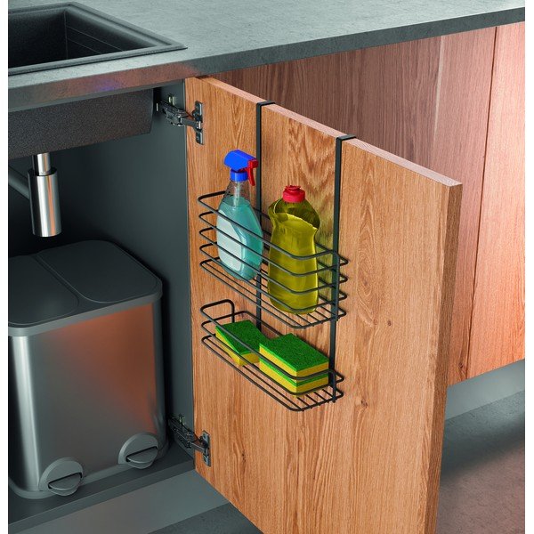 Czarna metalowa półka kuchenna Metaltex Galileo Lava Double-image-1