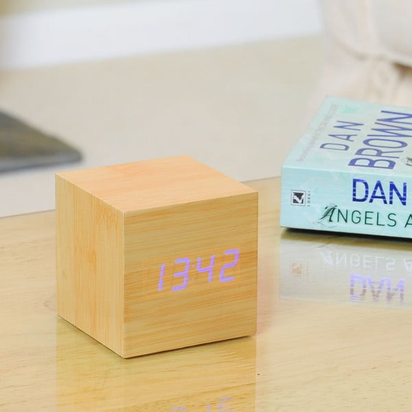 Budzik Cube Click Clock z niebieskim LED, beech-image-1