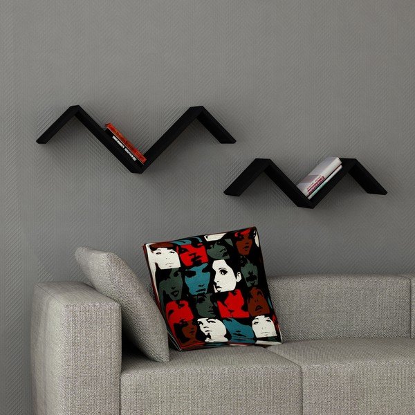 Zestaw 2 półek wiszących Marti Black-image-1