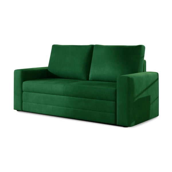 Zielona aksamitna rozkładana/ze schowkiem sofa 151 cm Wave – ELTAP