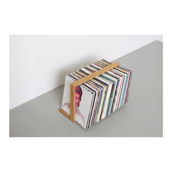 Stojak na płyty winylowe z drewna dębowego das kleine b Vinyl Rack, 52x35 cm