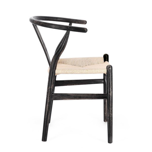 Czarno-naturalny fotel jadalniany z litego drewna Artemia – Bizzotto-image-3