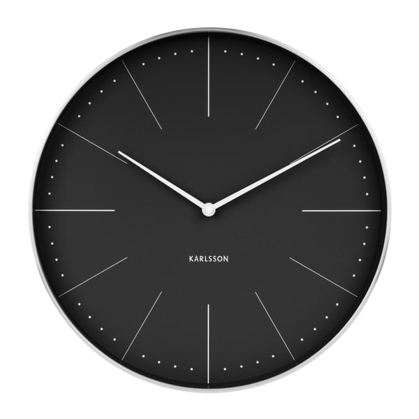 Czarny zegar z elementami w kolorze srebra Karlsson Normann, ⌀ 38 cm