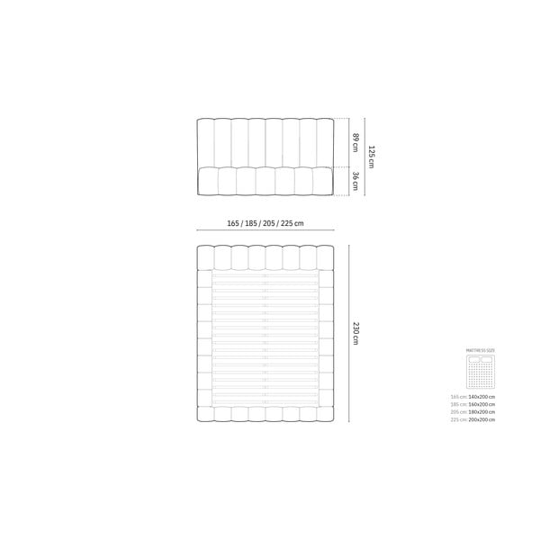 Jasnoszare tapicerowane łóżko dwuosobowe ze schowkiem i stelażem 160x200 cm Kelp – Micadoni Home-image-4