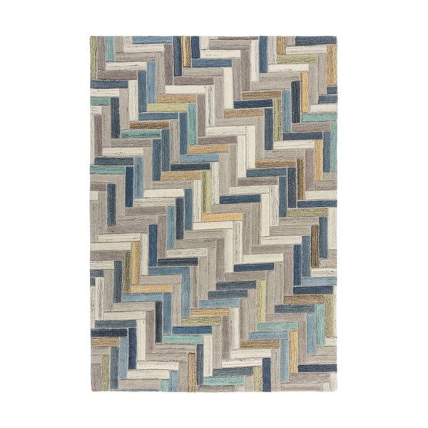 Szaro-niebieski dywan wełniany Flair Rugs Russo, 160x230 cm