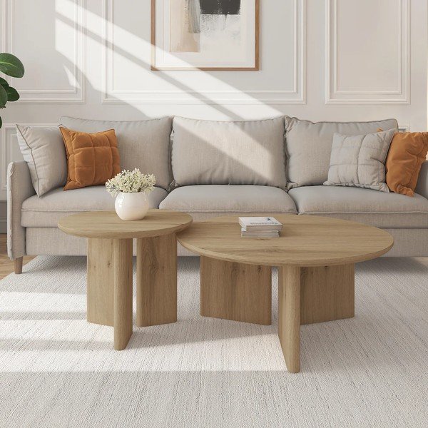 Okrągły stolik z blatem w dekorze dębu w naturalnym kolorze ø 80 cm Chatham – Støraa-image-2