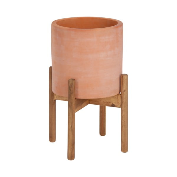 Terakotowa doniczka na drewnianej podstawce Kave Home Dalva, ⌀ 30 cm-image-2