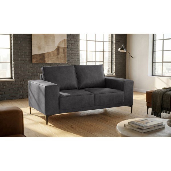 Antracytowa sofa z imitacji skóry 164 cm Copenhagen – Scandic-image-1