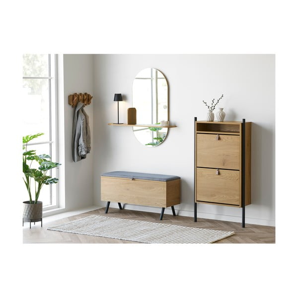 Uchylna szafka na buty w dekorze dębu w naturalnym kolorze 62x118x26 cm Barco – House Nordic-image-2