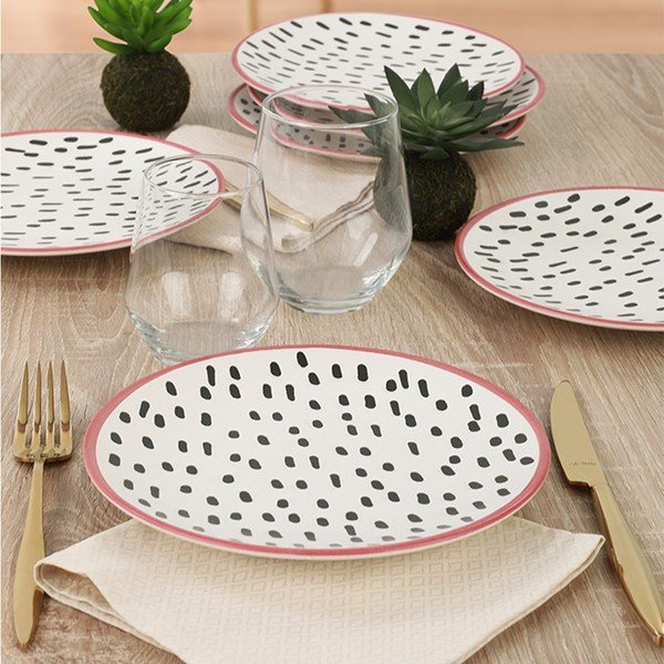 Zestaw 6 ceramicznych deserowych talerzy My Ceramic Brush Dots, 20 cm-image-3